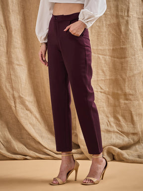 Burgundy Roma Tapered Pants-SASSAFRAS