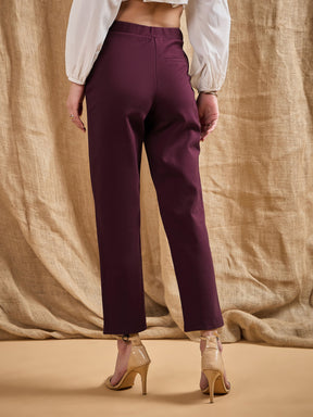 Burgundy Roma Tapered Pants-SASSAFRAS