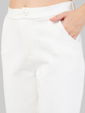 Women White Roma Tapered Pants