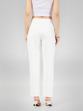 Women White Roma Tapered Pants