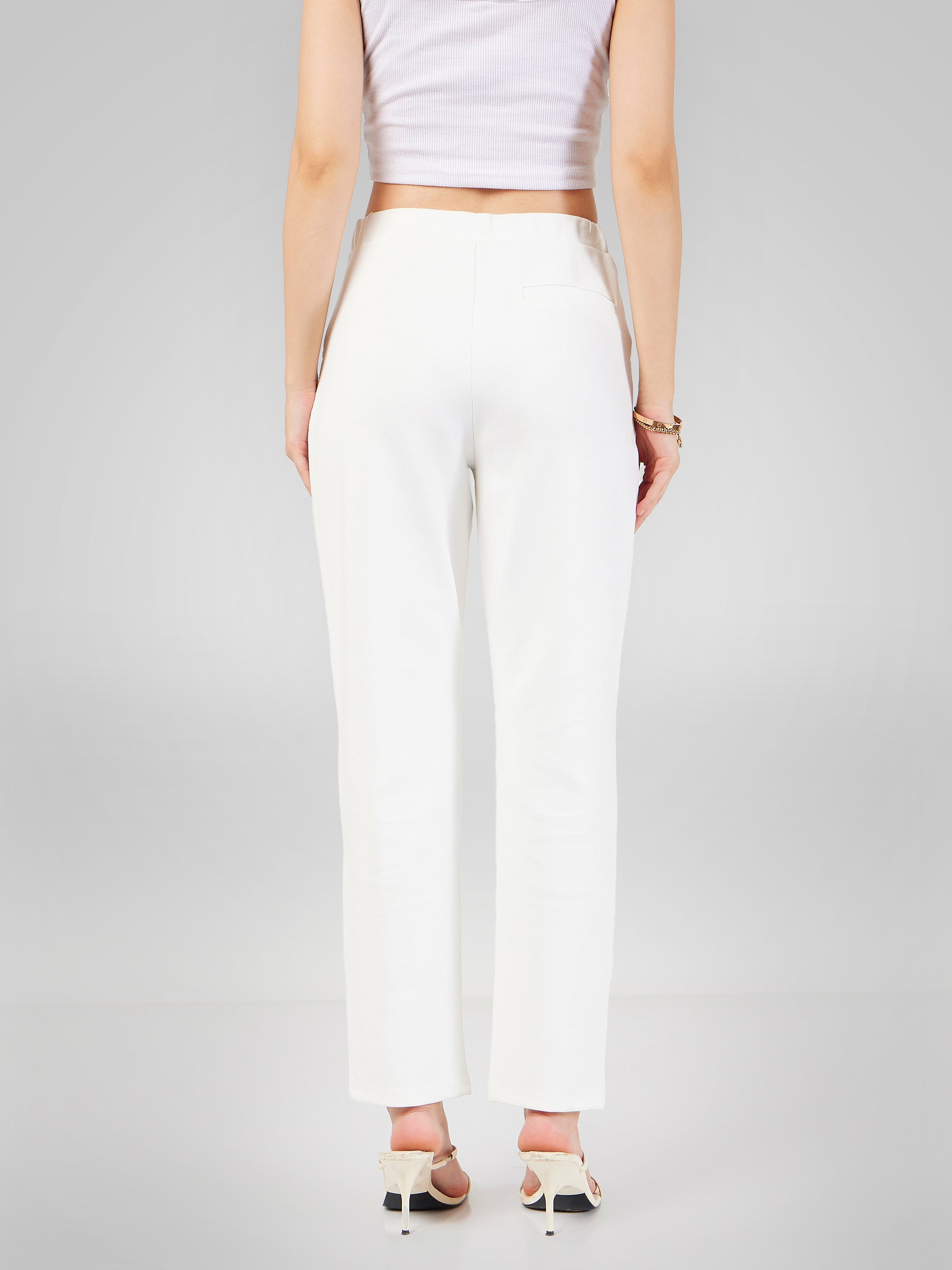 Women White Roma Tapered Pants