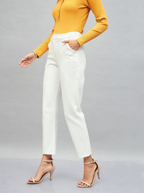 Women White Roma Tapered Pants