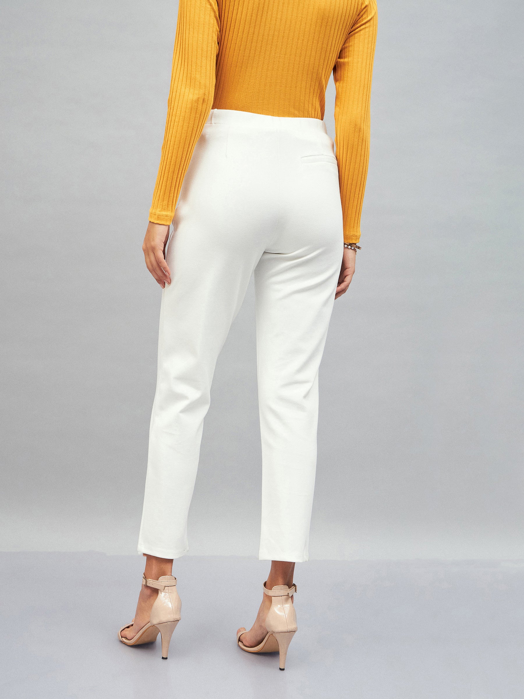 Women White Roma Tapered Pants
