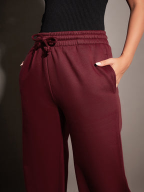 Women Maroon Fleece Track Pants