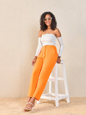 Orange Tapered Pants-SASSAFRAS