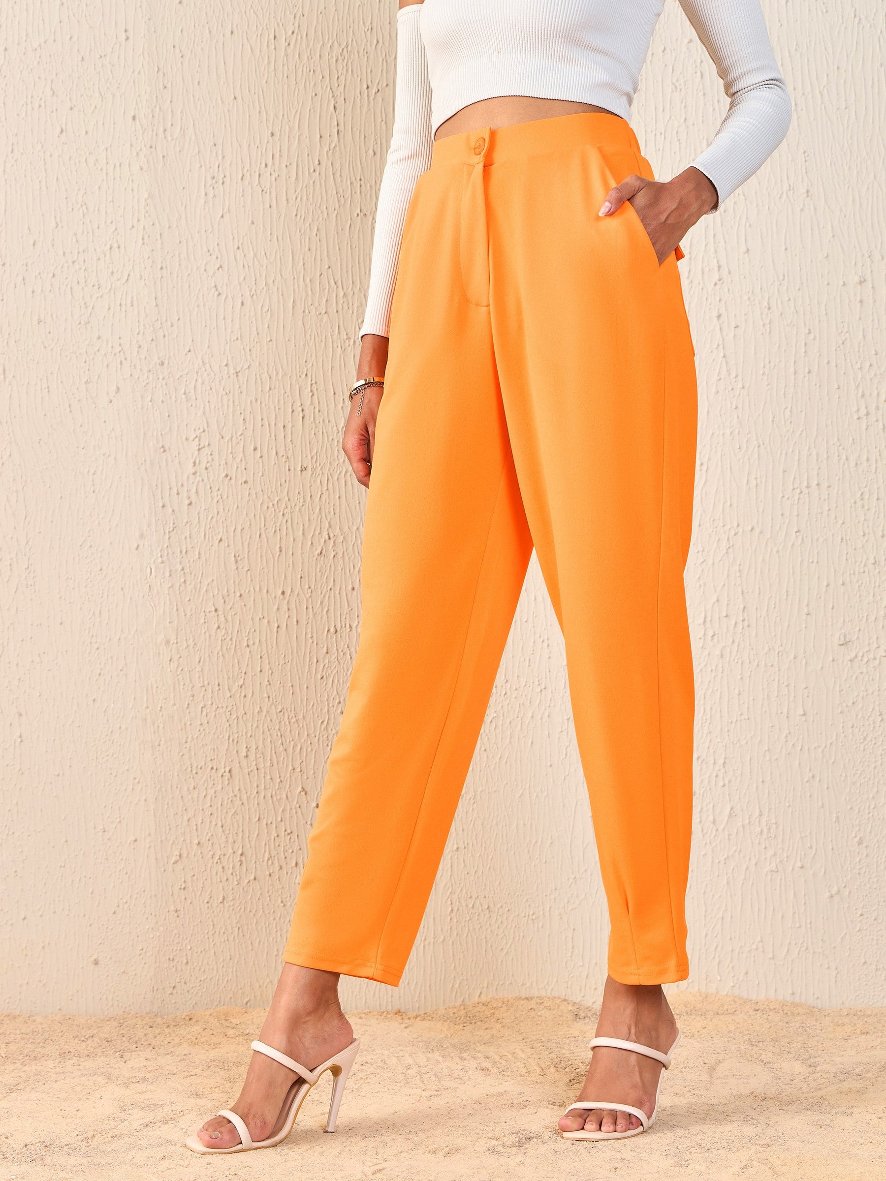 Orange Tapered Pants-SASSAFRAS