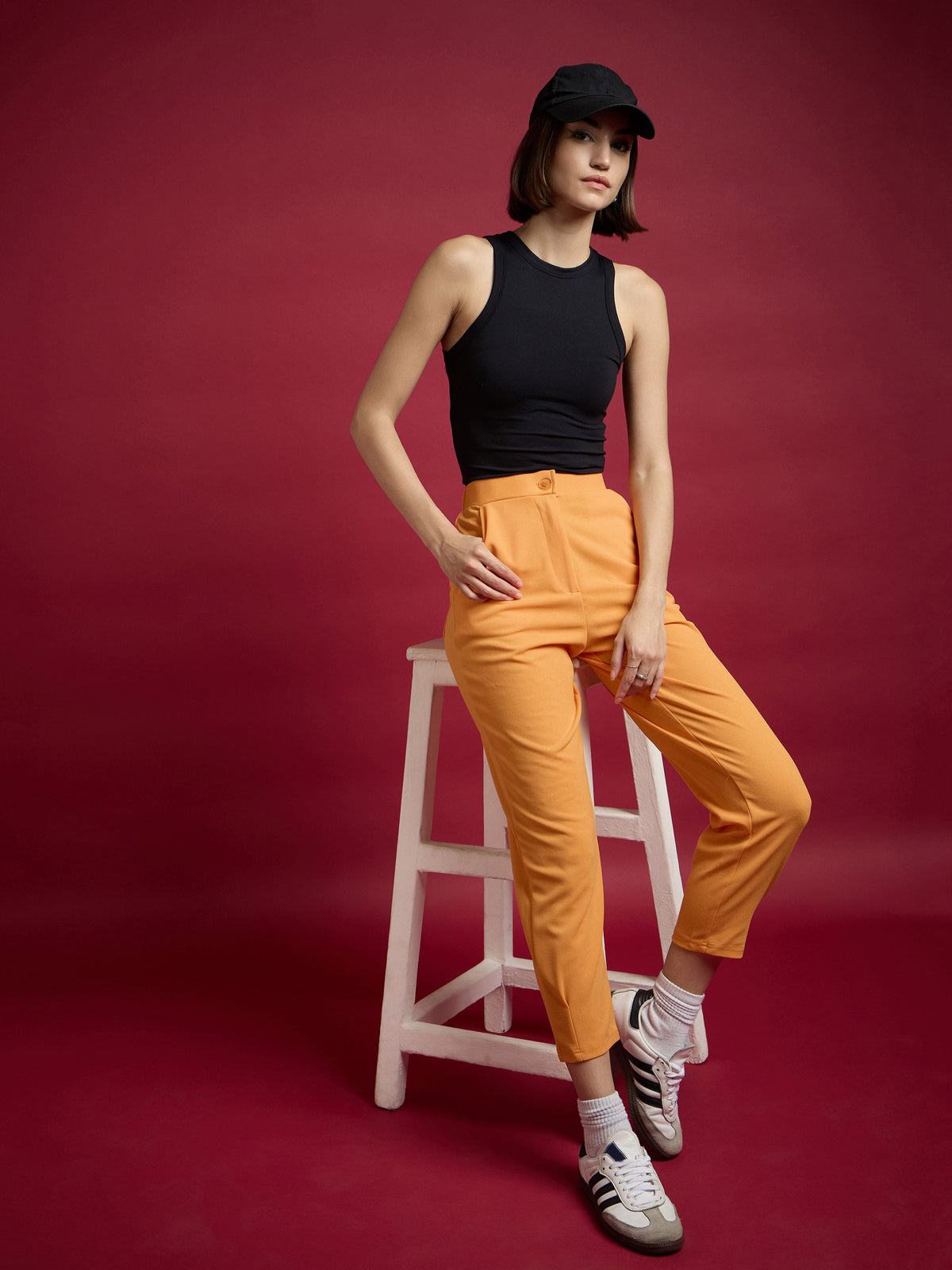 Orange Tapered Pants-SASSAFRAS