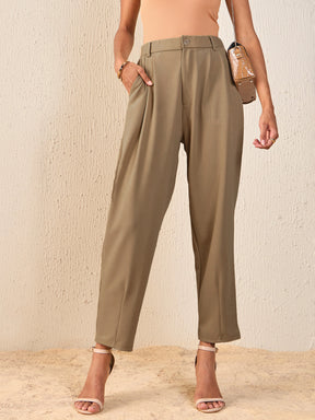 Women Beige Tapered Pants