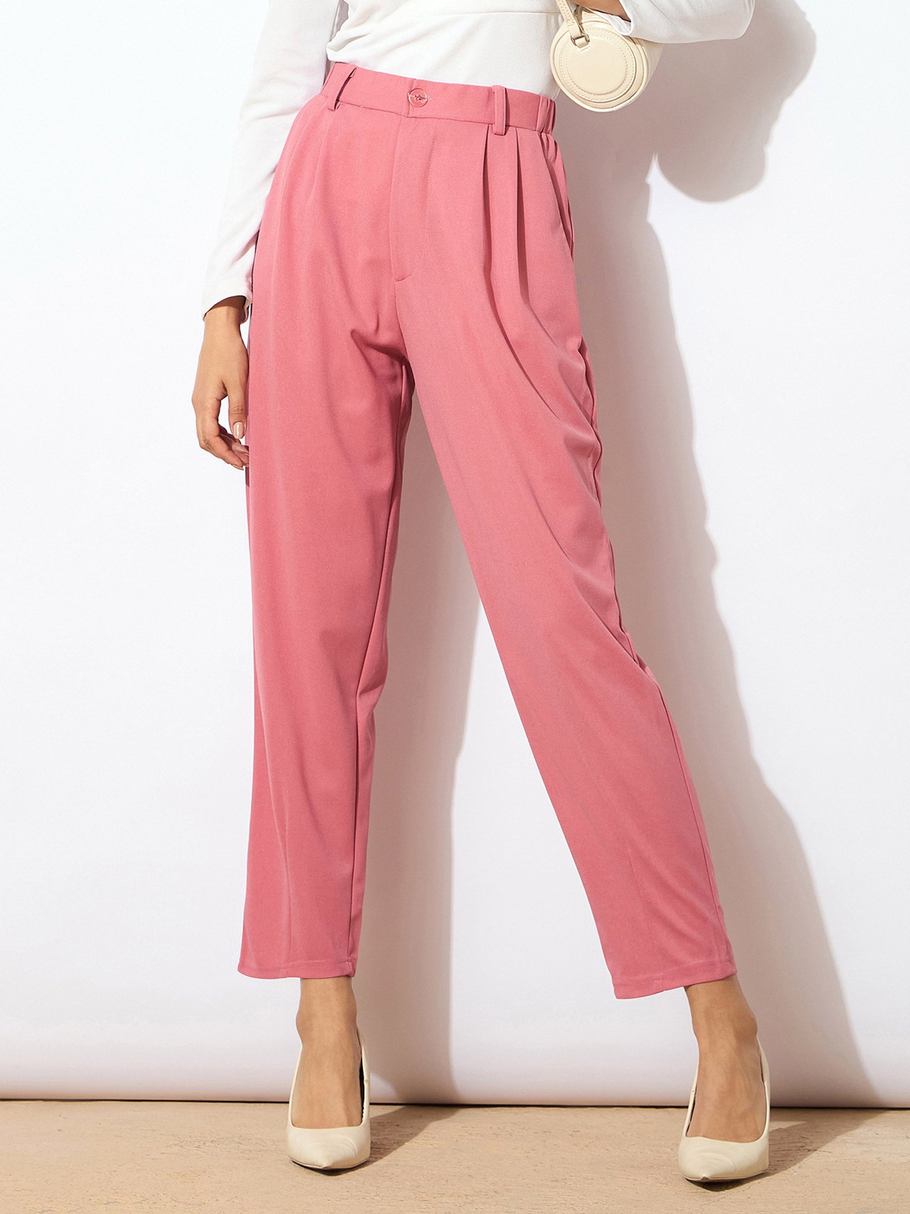 Pink Tapered Pants -SASSAFRAS