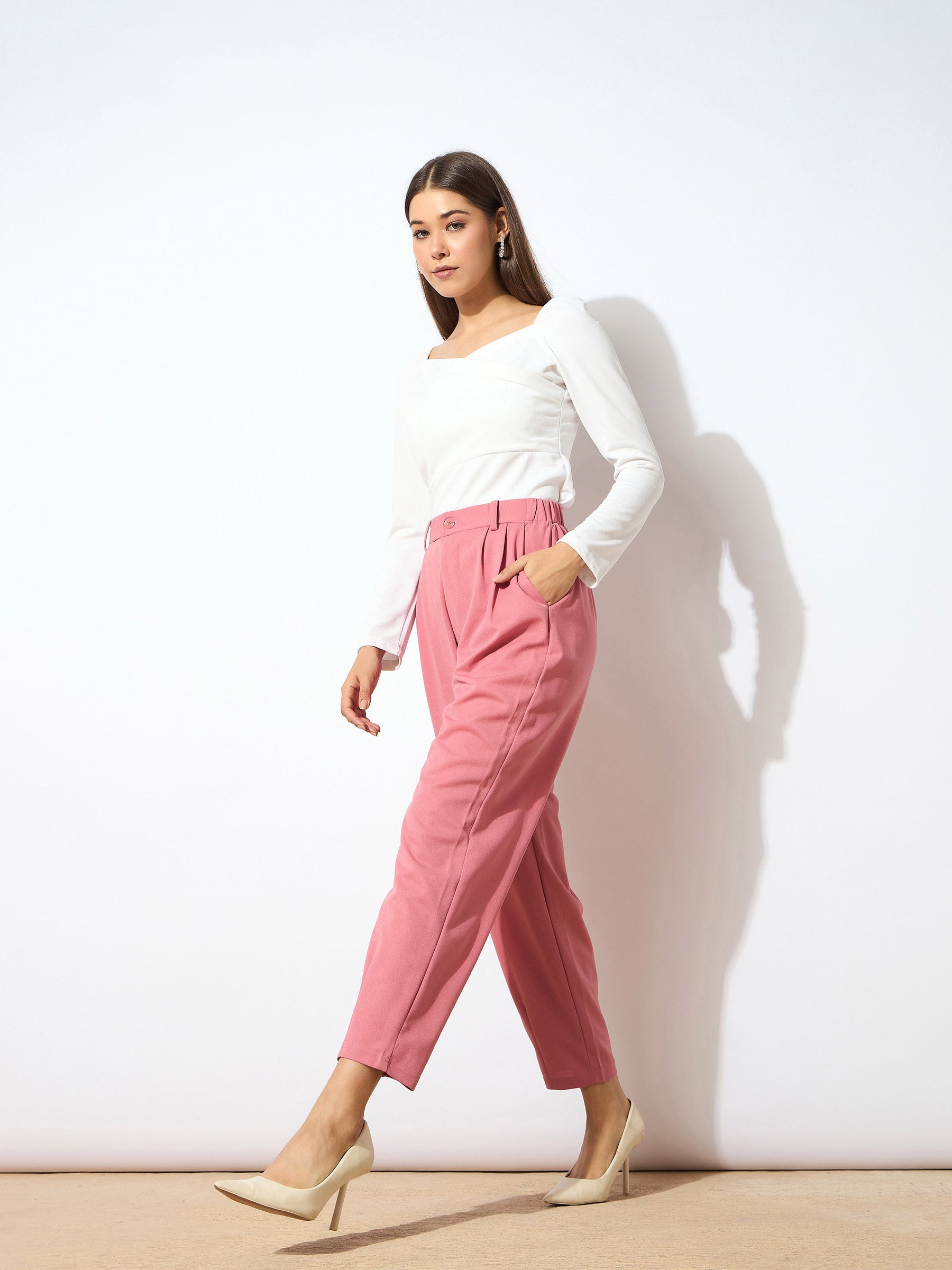 Pink Tapered Pants -SASSAFRAS