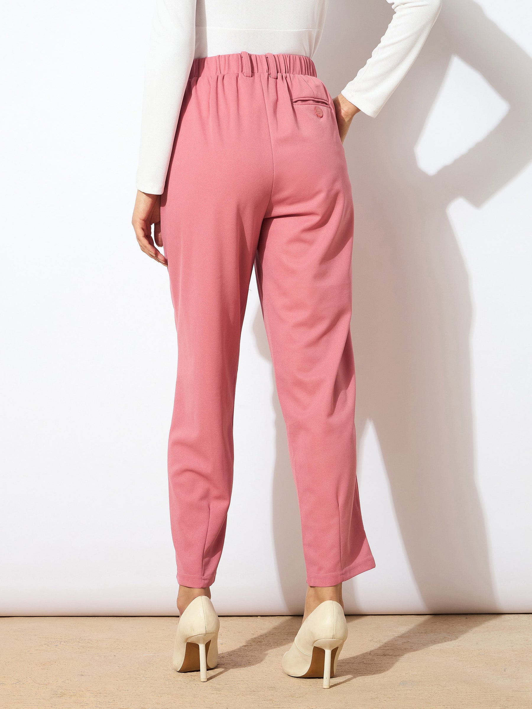 Pink Tapered Pants -SASSAFRAS