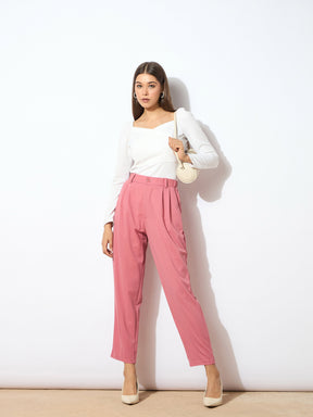 Pink Tapered Pants -SASSAFRAS