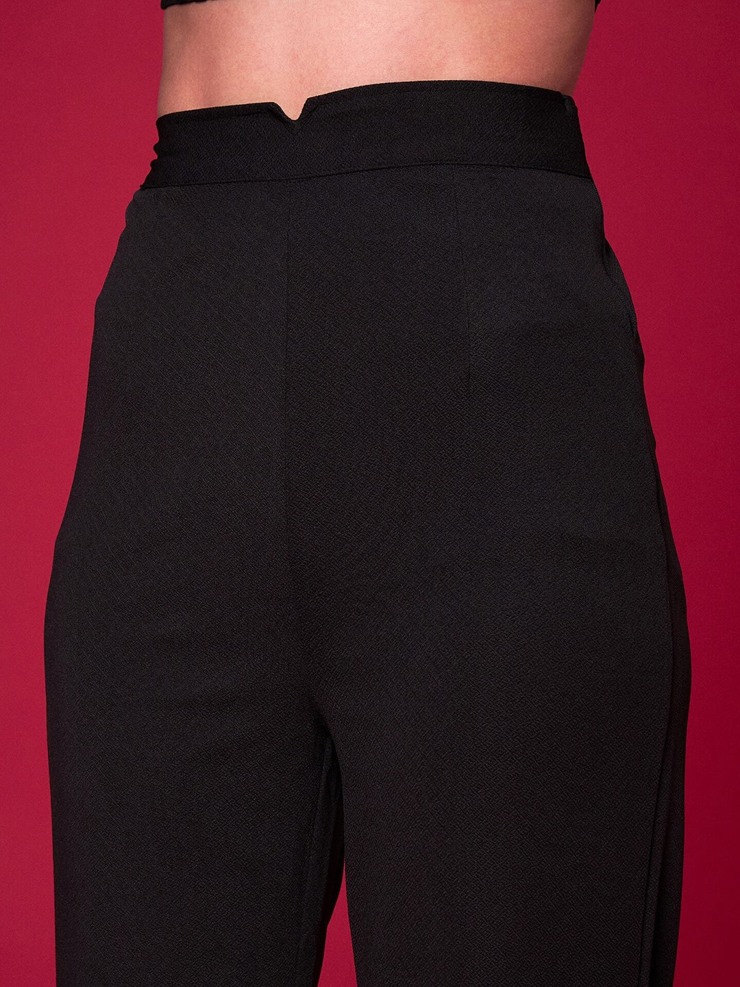 Black Knit Straight Fit Trousers-SASSAFRAS