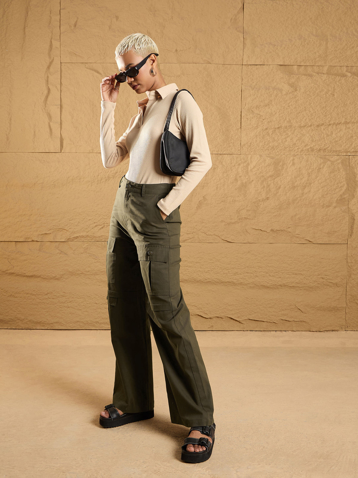 Olive Front Pocket Straight Fit Pants-SASSAFRAS