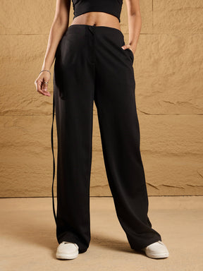 Black Side Dori Comfort Fit Korean Pants-SASSAFRAS