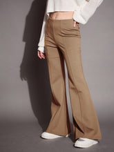 Brown Bootcut Flared High-Rise Trousers-SASSAFRAS BASICS