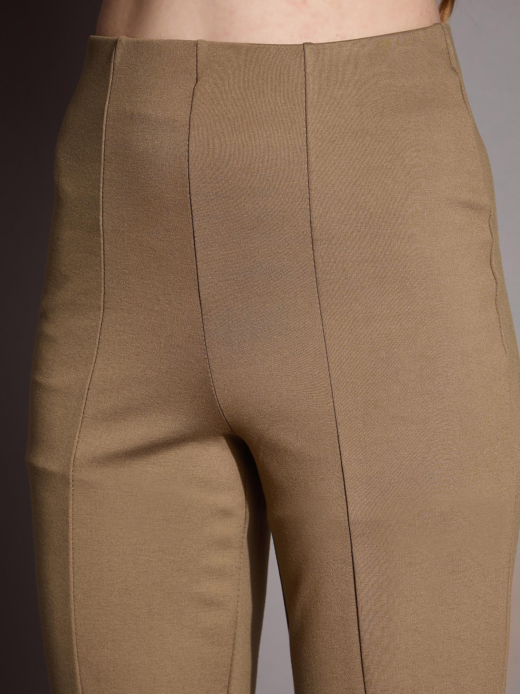 Brown Bootcut Flared High-Rise Trousers-SASSAFRAS BASICS