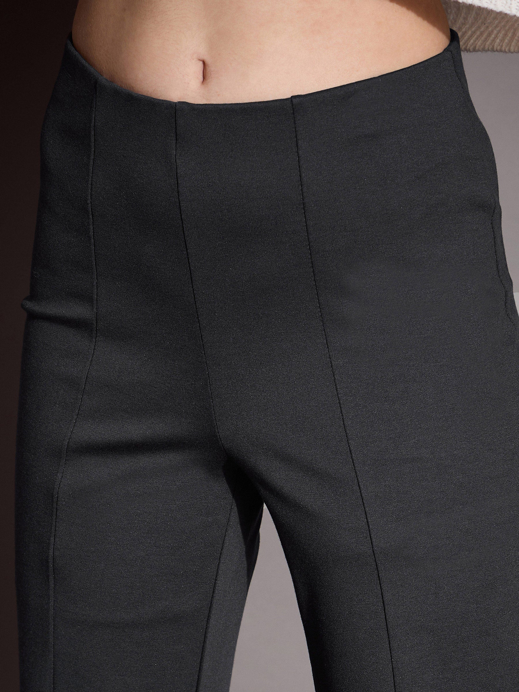 Grey Bootcut Flared High-Rise Trousers-SASSAFRAS BASICS