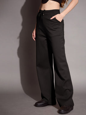 Black Relaxed Fit Track Pants-SASSAFRAS BASICS