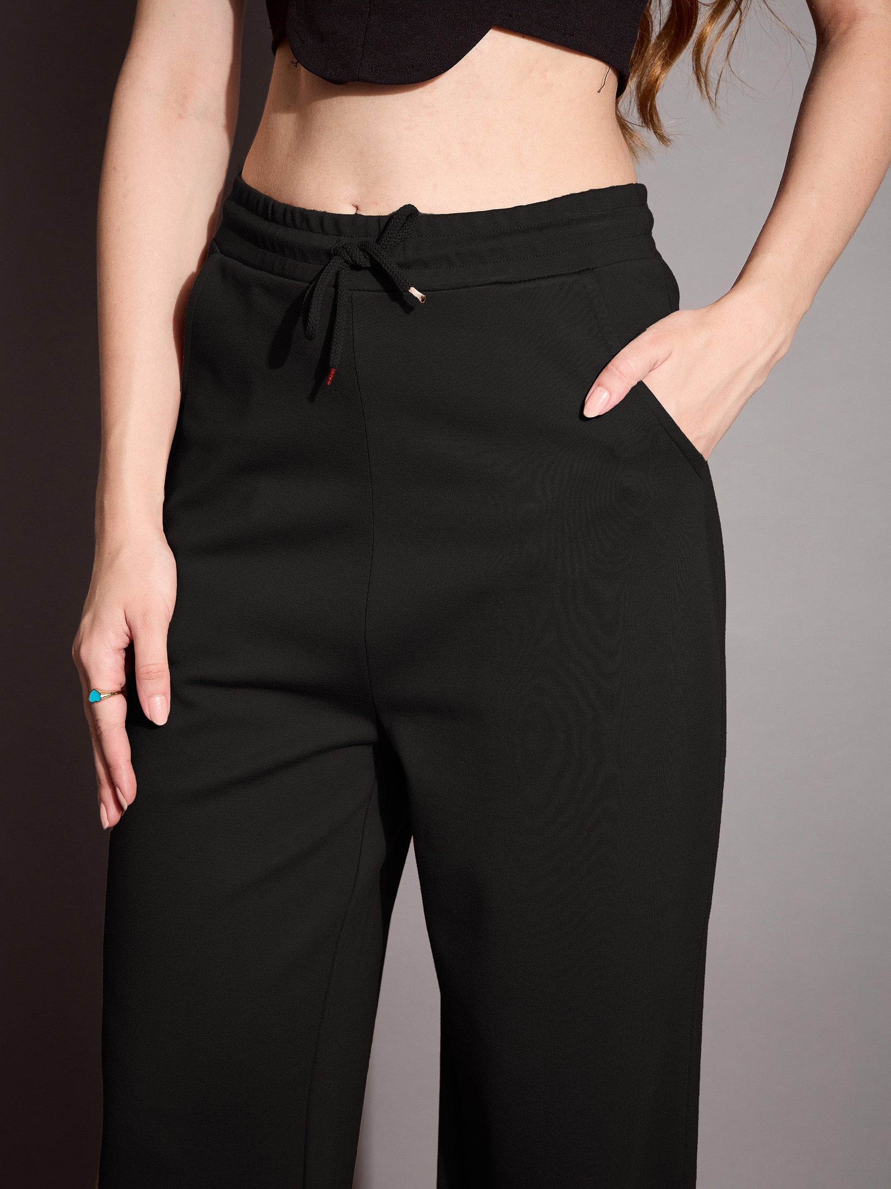 Black Relaxed Fit Track Pants-SASSAFRAS BASICS