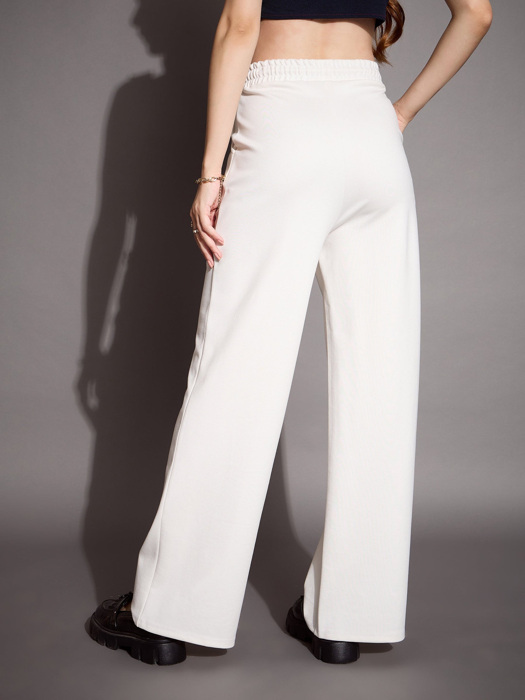 White Relaxed Fit Track Pants-SASSAFRAS BASICS