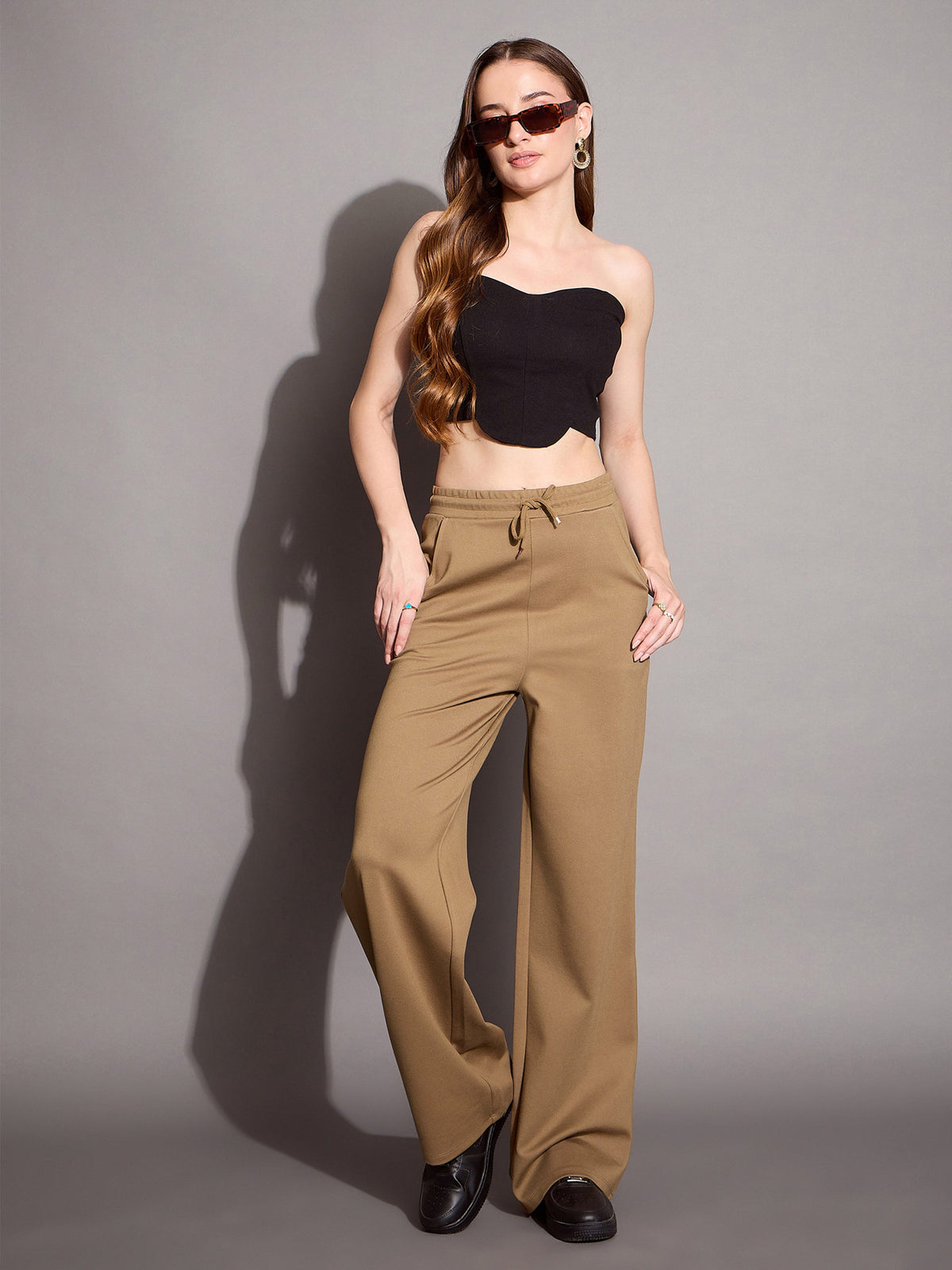 Brown Relaxed Fit Track Pants-SASSAFRAS BASICS