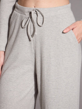 Grey Melange Rib Drawstring Pants-SASSAFRAS BASICS