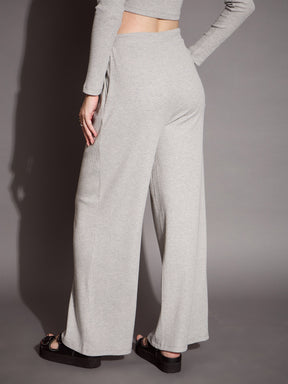 Grey Melange Rib Drawstring Pants-SASSAFRAS BASICS