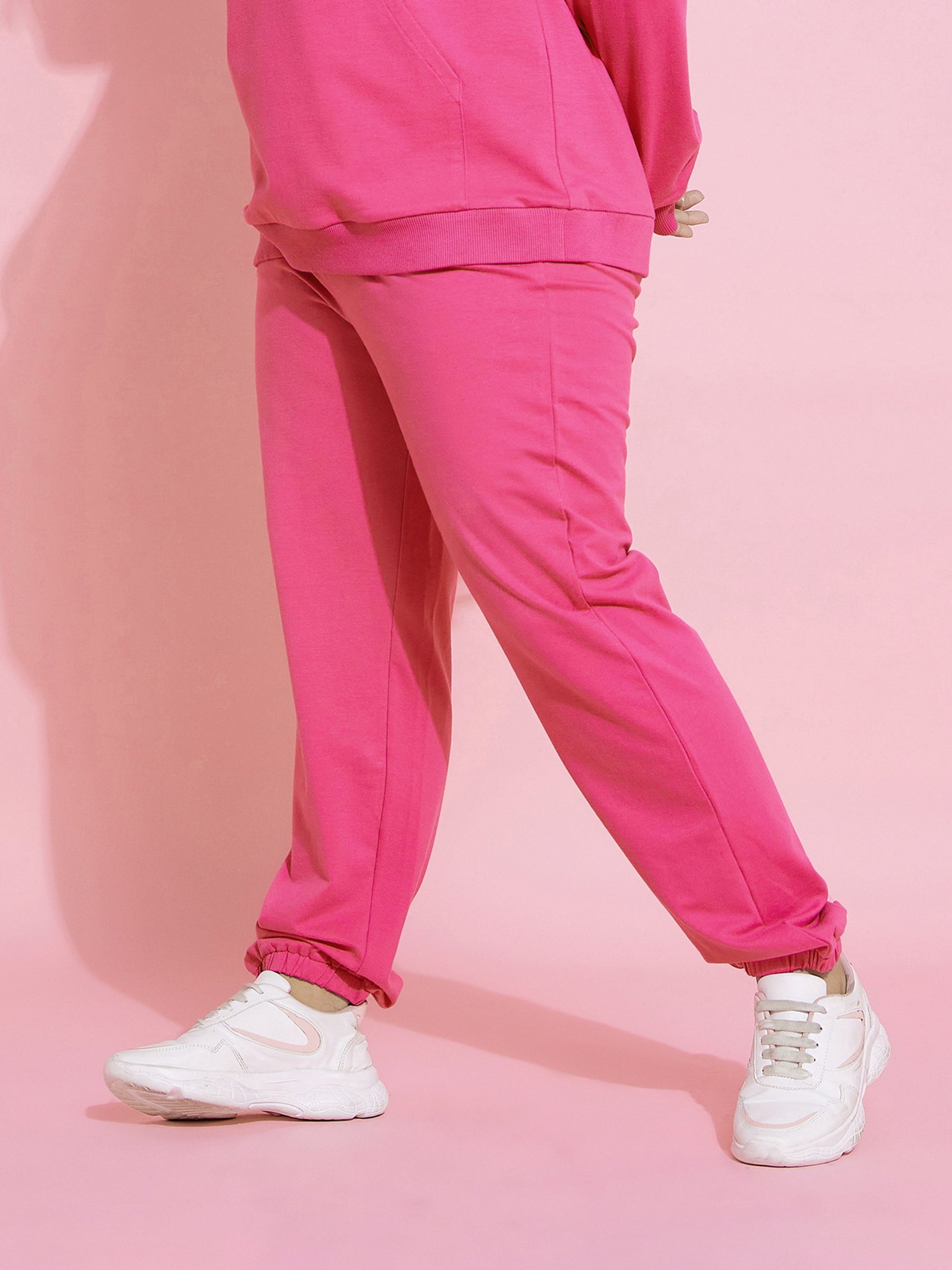 Pink CHICAGO Fleece Joggers-SASSAFRAS Curve