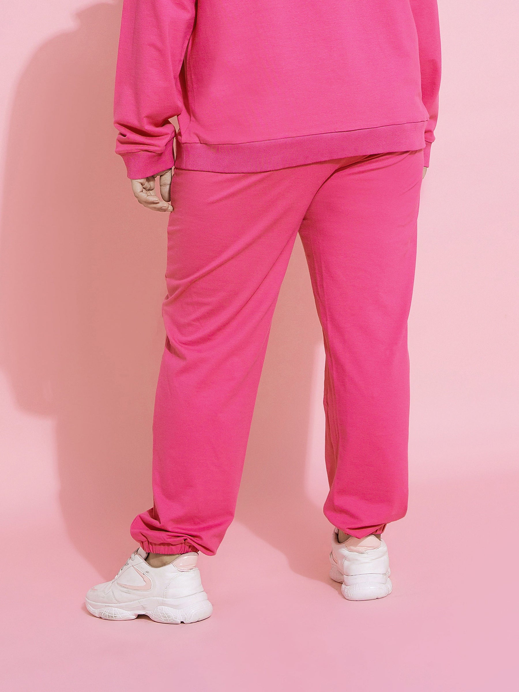 Pink CHICAGO Fleece Joggers-SASSAFRAS Curve