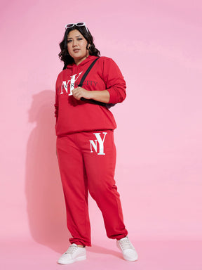 Red NEW YOKE Fleece Joggers-SASSAFRAS Curve