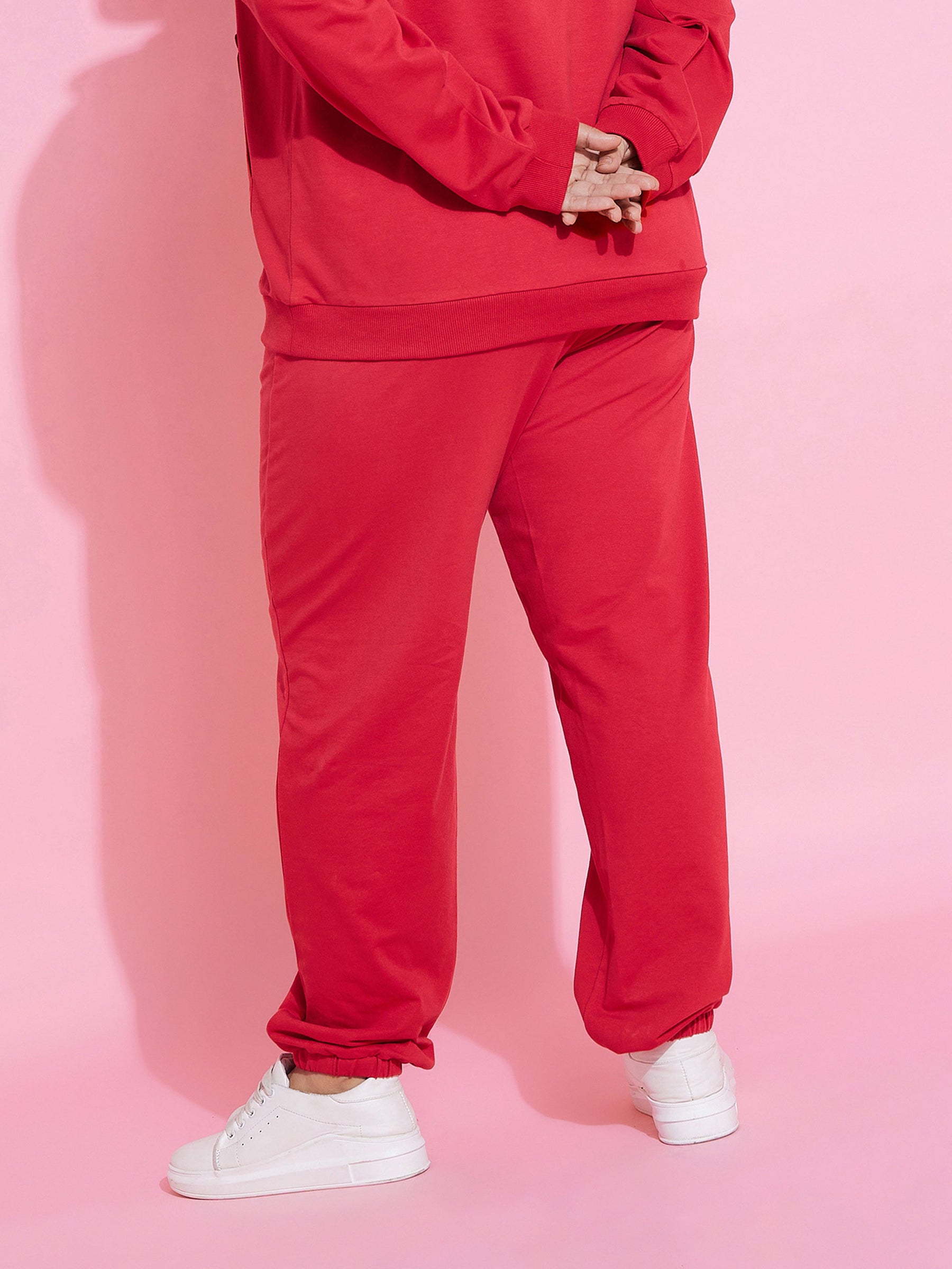 Red NEW YOKE Fleece Joggers-SASSAFRAS Curve