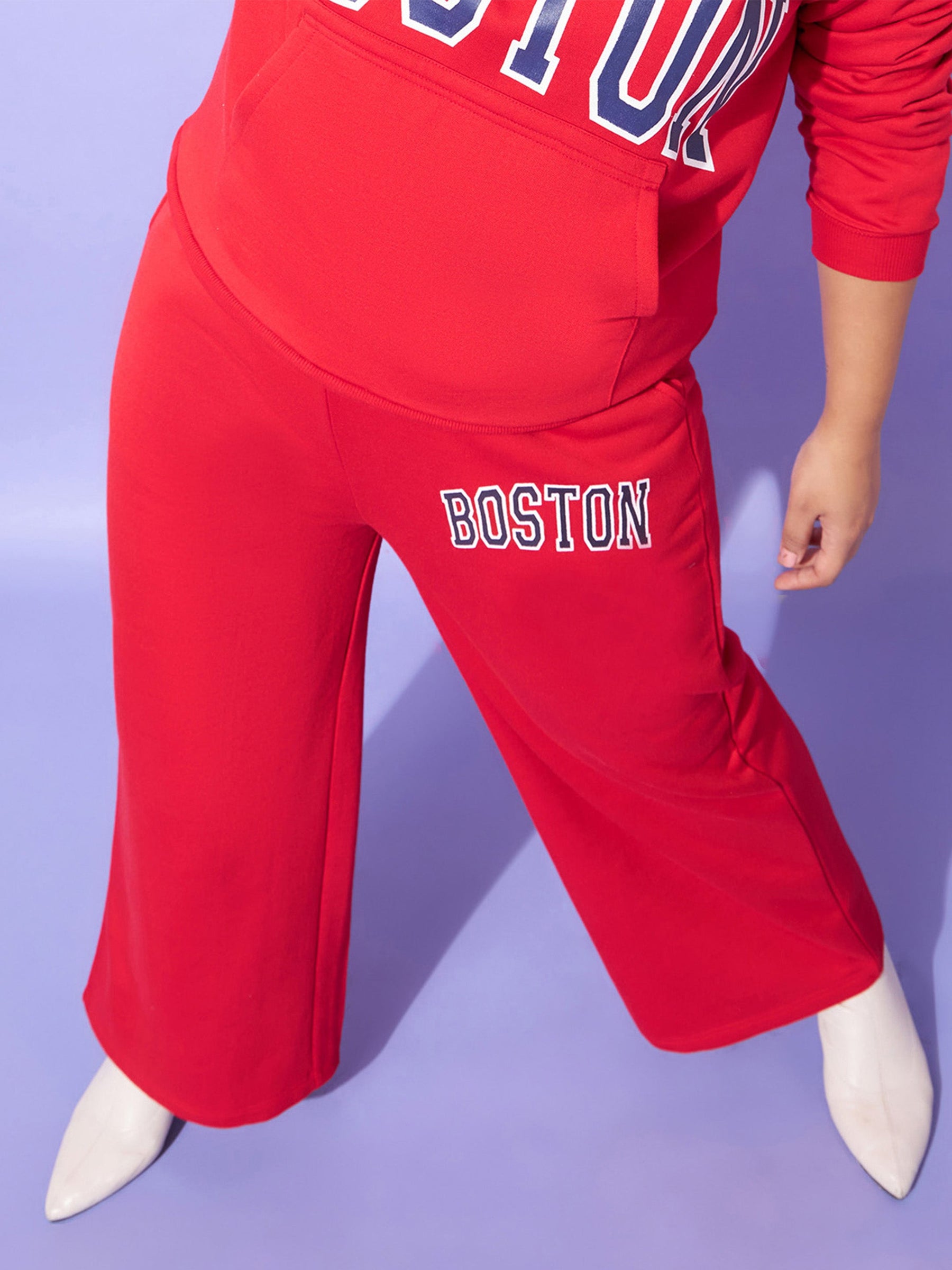 Red Fleece BOSTON Track Pants-SASSAFRAS Curve