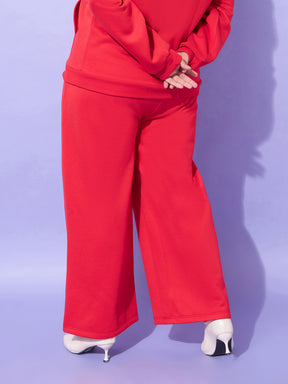 Red Fleece BOSTON Track Pants-SASSAFRAS Curve