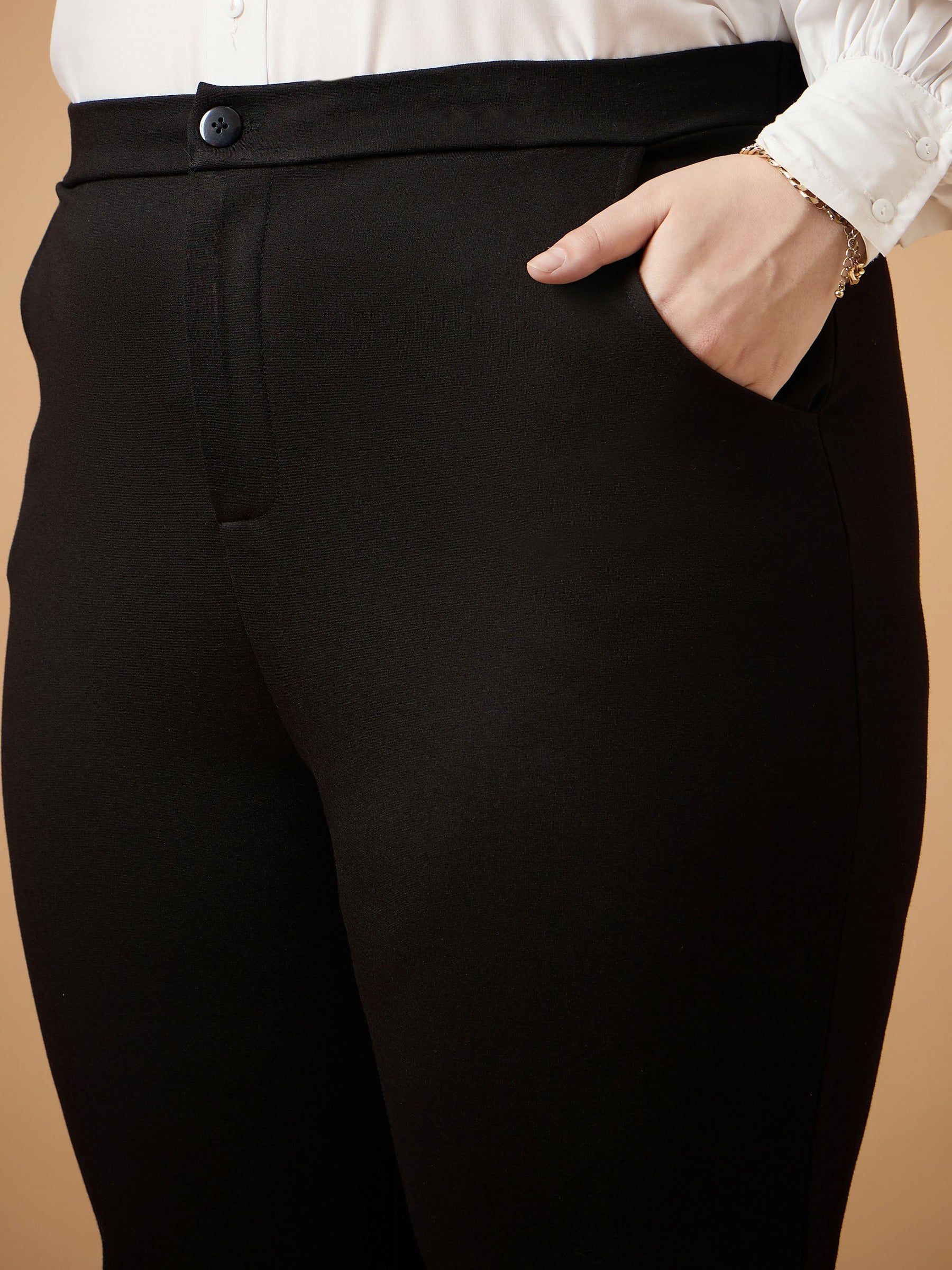 Black Mom Fit Pants-SASSAFRAS Curve