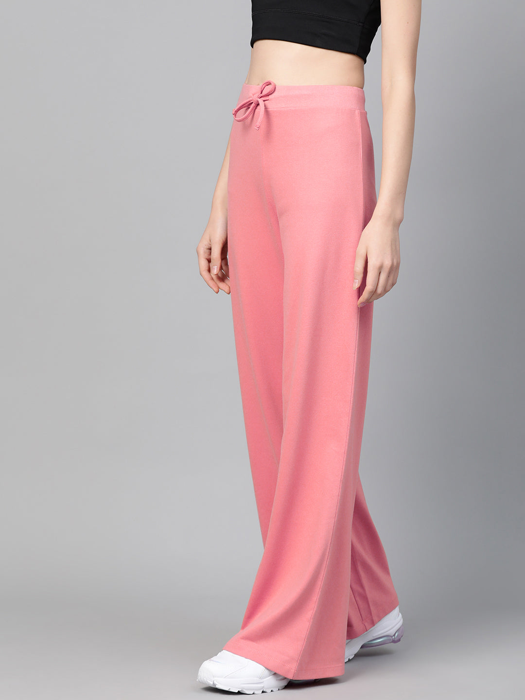 Pink Terry Wide Leg Drawstring Pants-SASSAFRAS