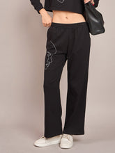 Black Terry Line Art Track Pants-SASSAFRAS