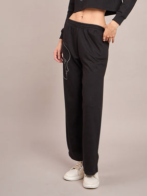 Black Terry Line Art Track Pants-SASSAFRAS