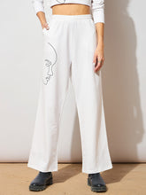 White Terry Line Art Track Pants-SASSAFRAS