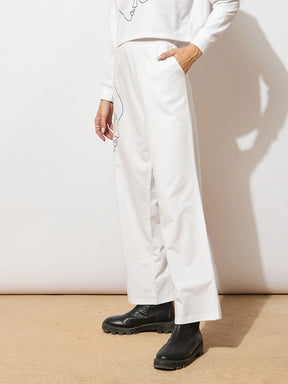 White Terry Line Art Track Pants-SASSAFRAS