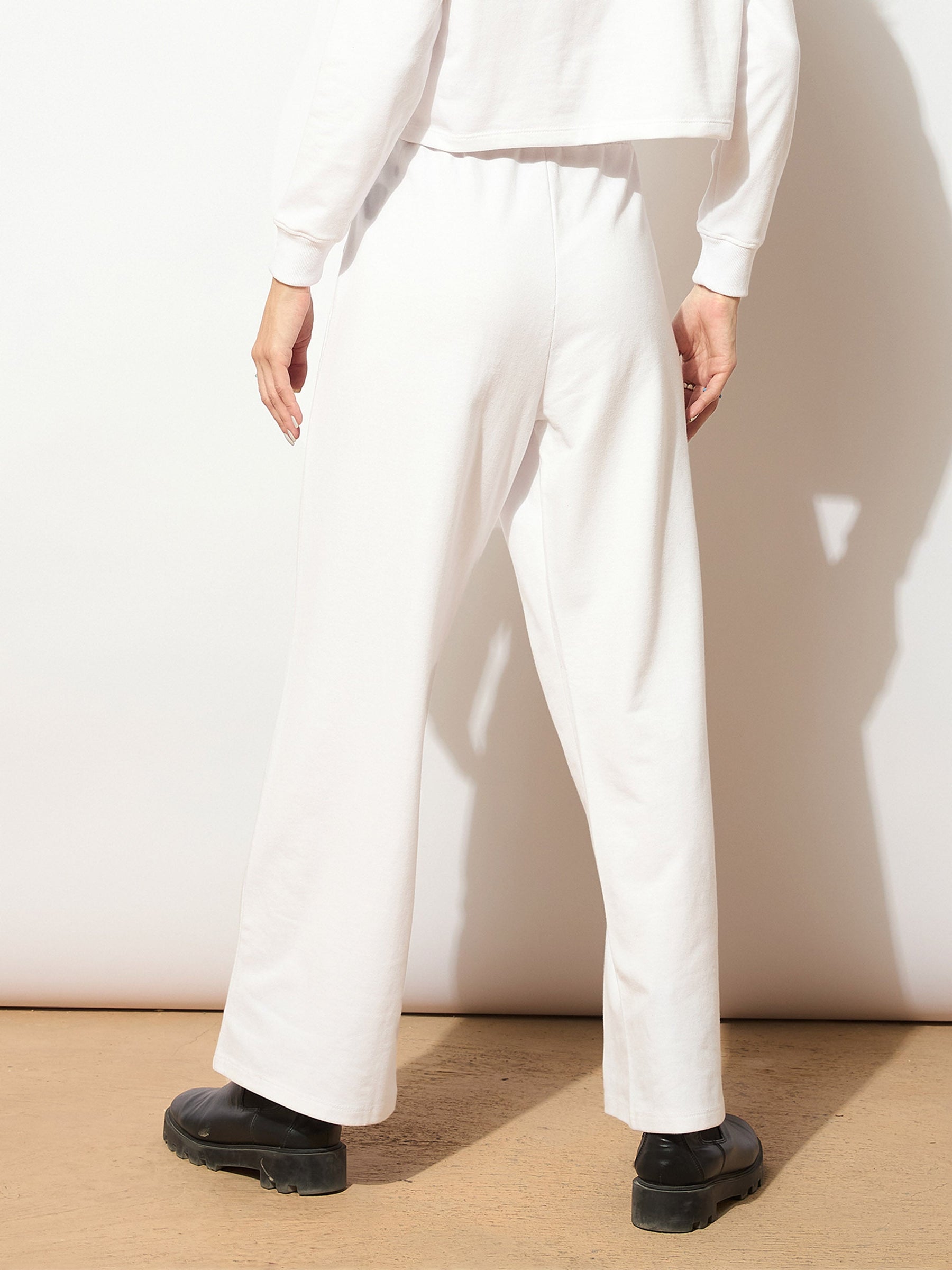 White Terry Line Art Track Pants-SASSAFRAS