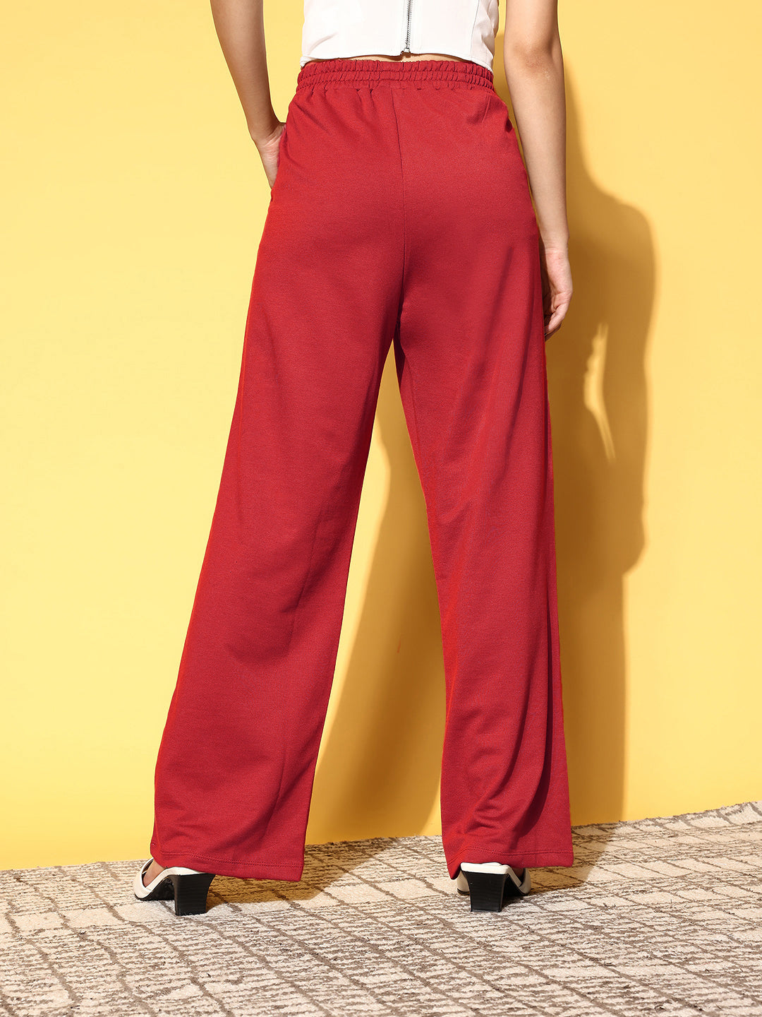 Red Terry Line Art Track Pants-SASSAFRAS