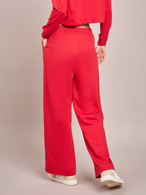 Red Terry Line Art Track Pants-SASSAFRAS