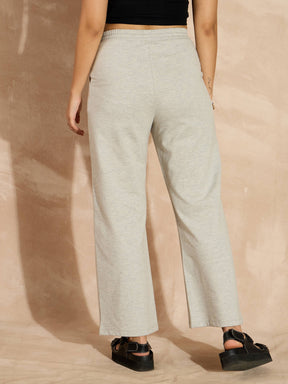 Grey Melange Terry Track Pants-SASSAFRAS