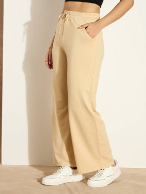 Beige Terry Track Pants-SASSAFRAS