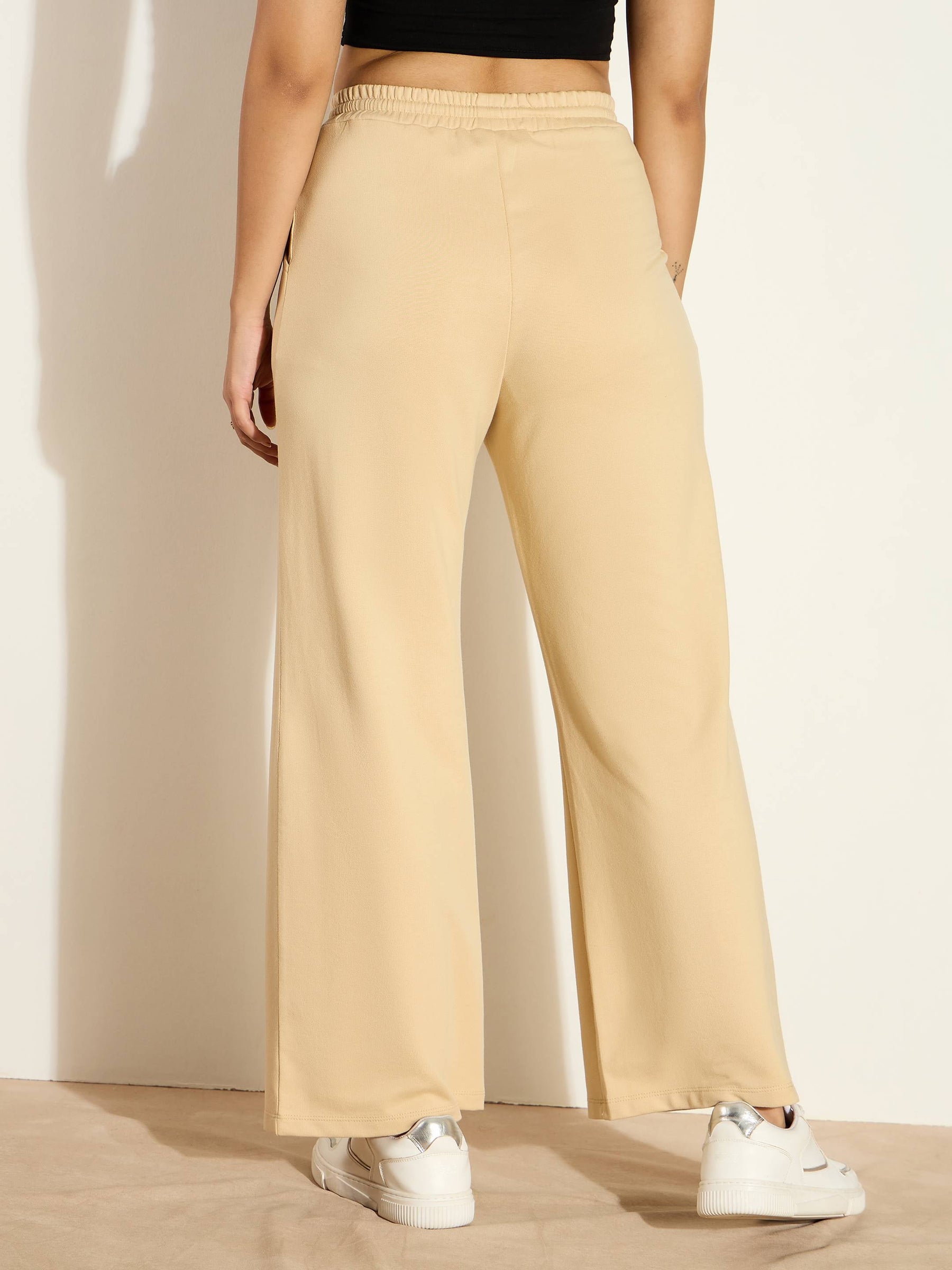 Beige Terry Track Pants-SASSAFRAS