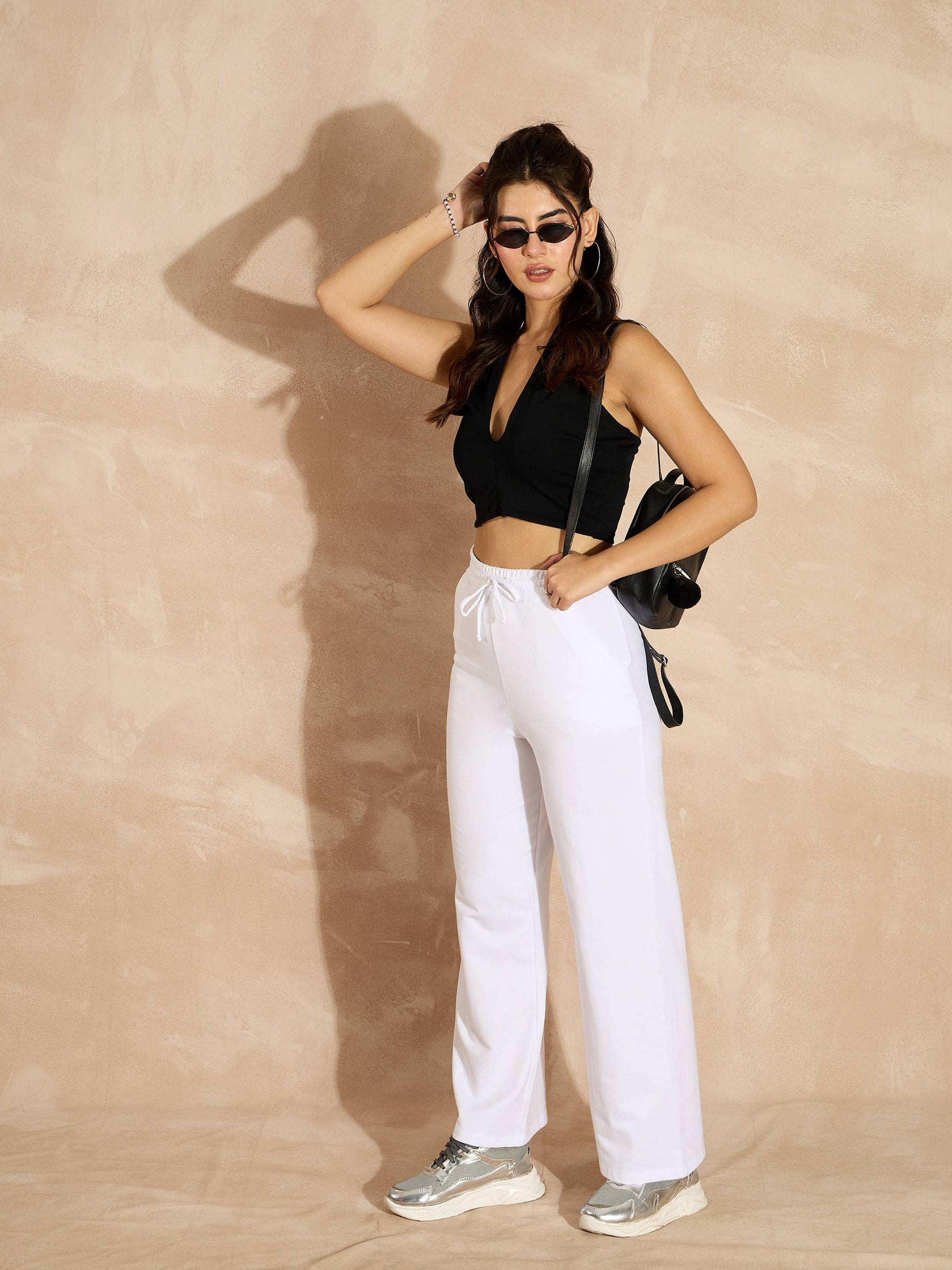 White Terry Track Pants-SASSAFRAS