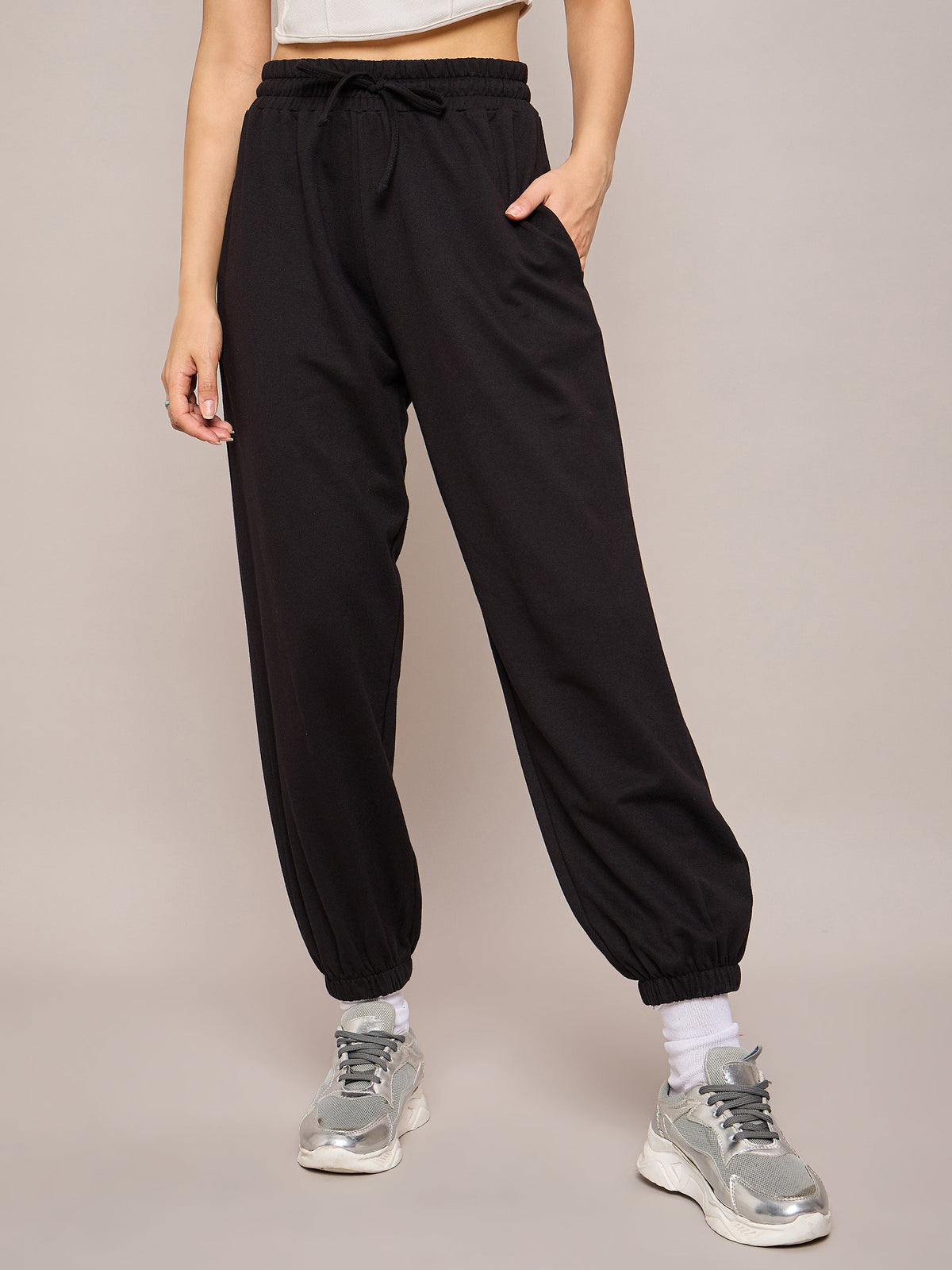 Black Terry Baggy Joggers-SASSAFRAS BASICS