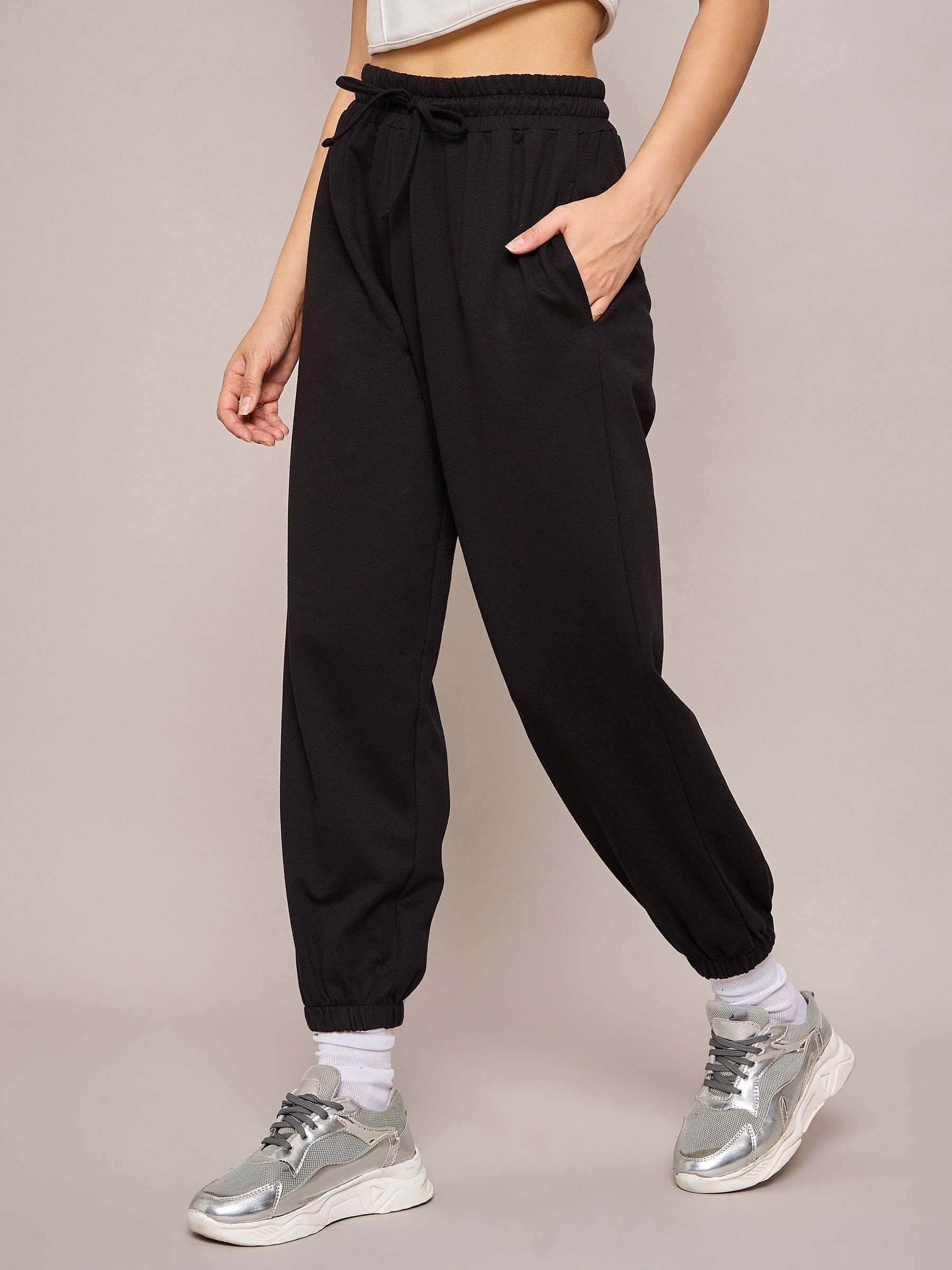 Buy Black Terry Baggy Joggers Online At Best Price