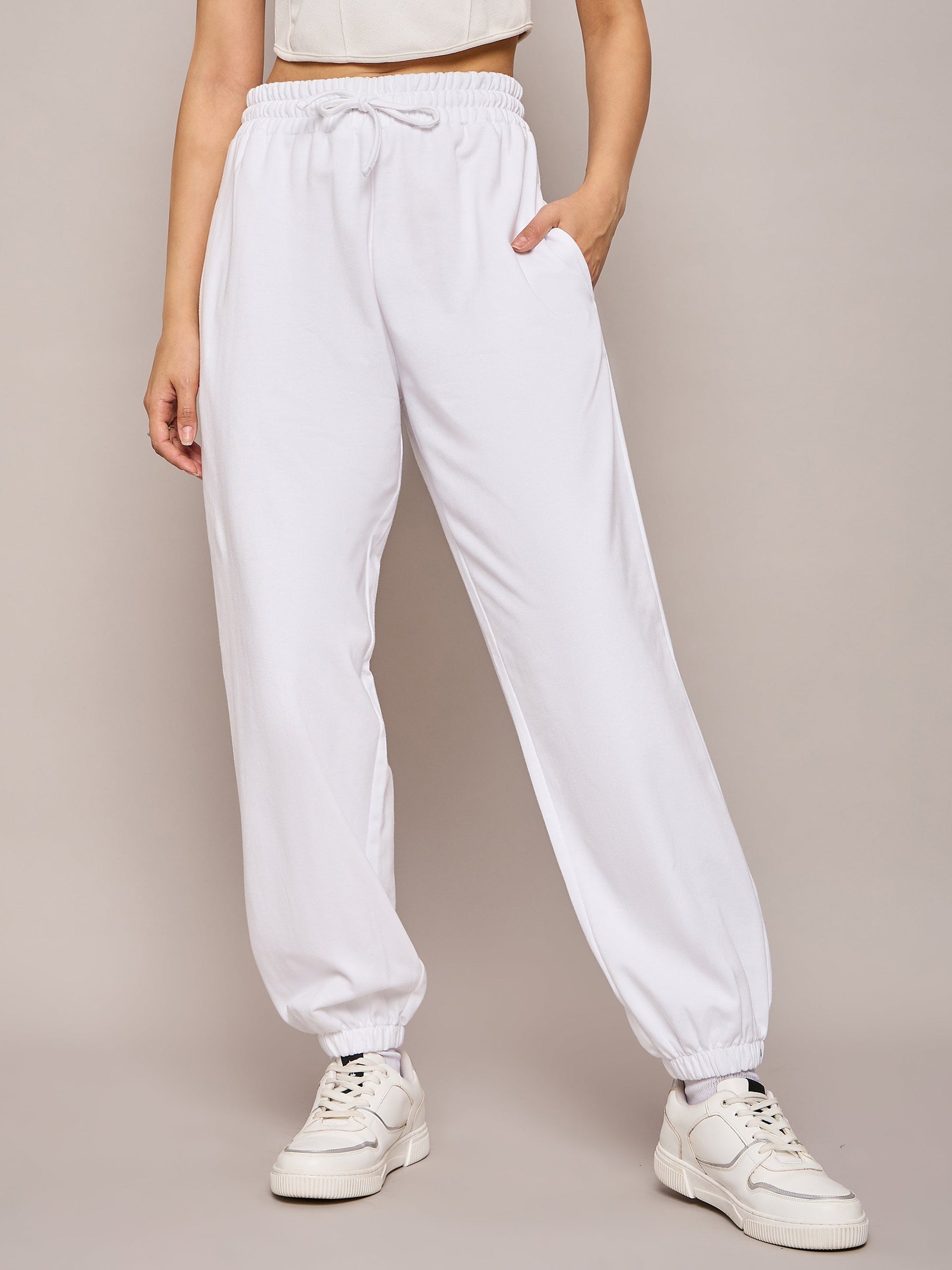 White Terry Baggy Joggers-SASSAFRAS BASICS